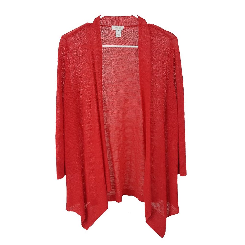 Chico's 0 (Women's Size 4) Open Front Cardigan Sweater Pinkish Red